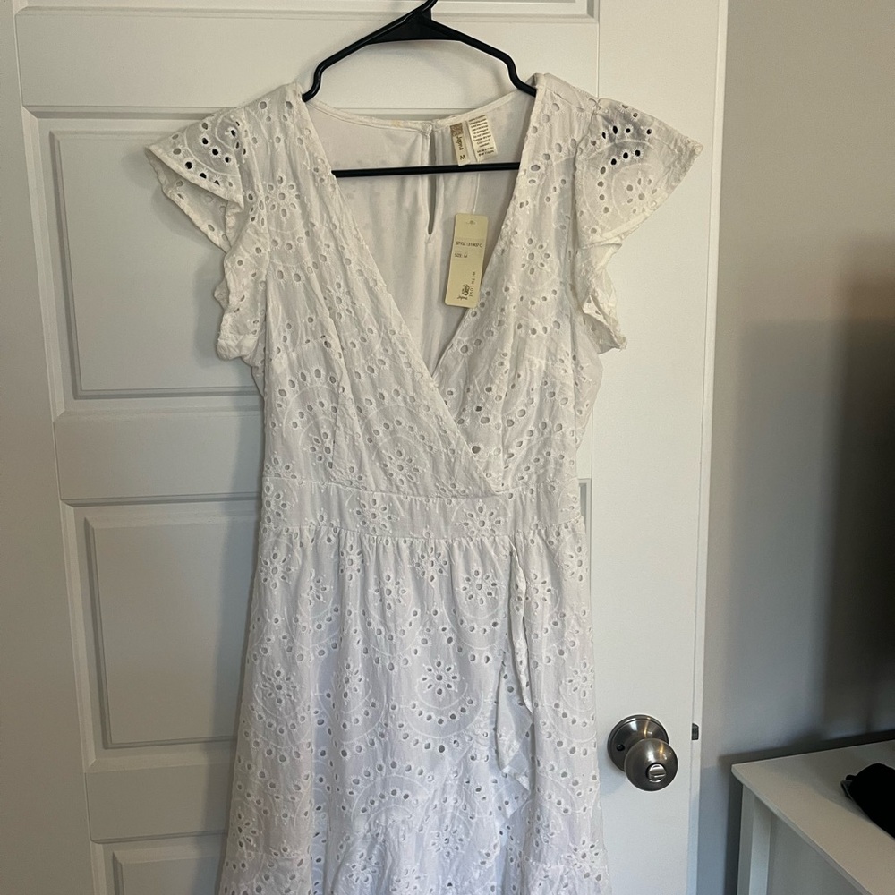 Elegant White Eyelet Dress